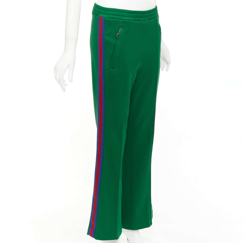 Gucci Web Trim Pants Green Polyester Good - Front View