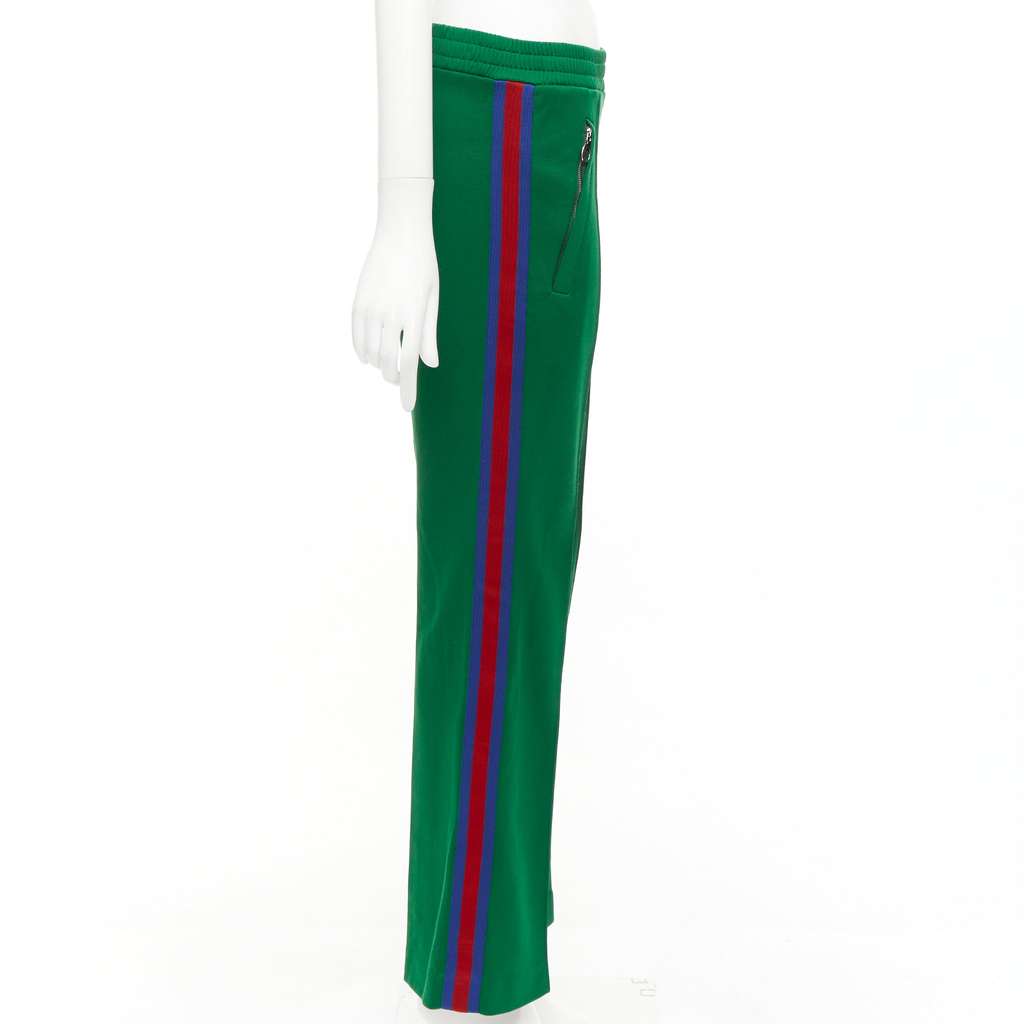 Gucci Web Trim Pants Green Polyester Good - Model View