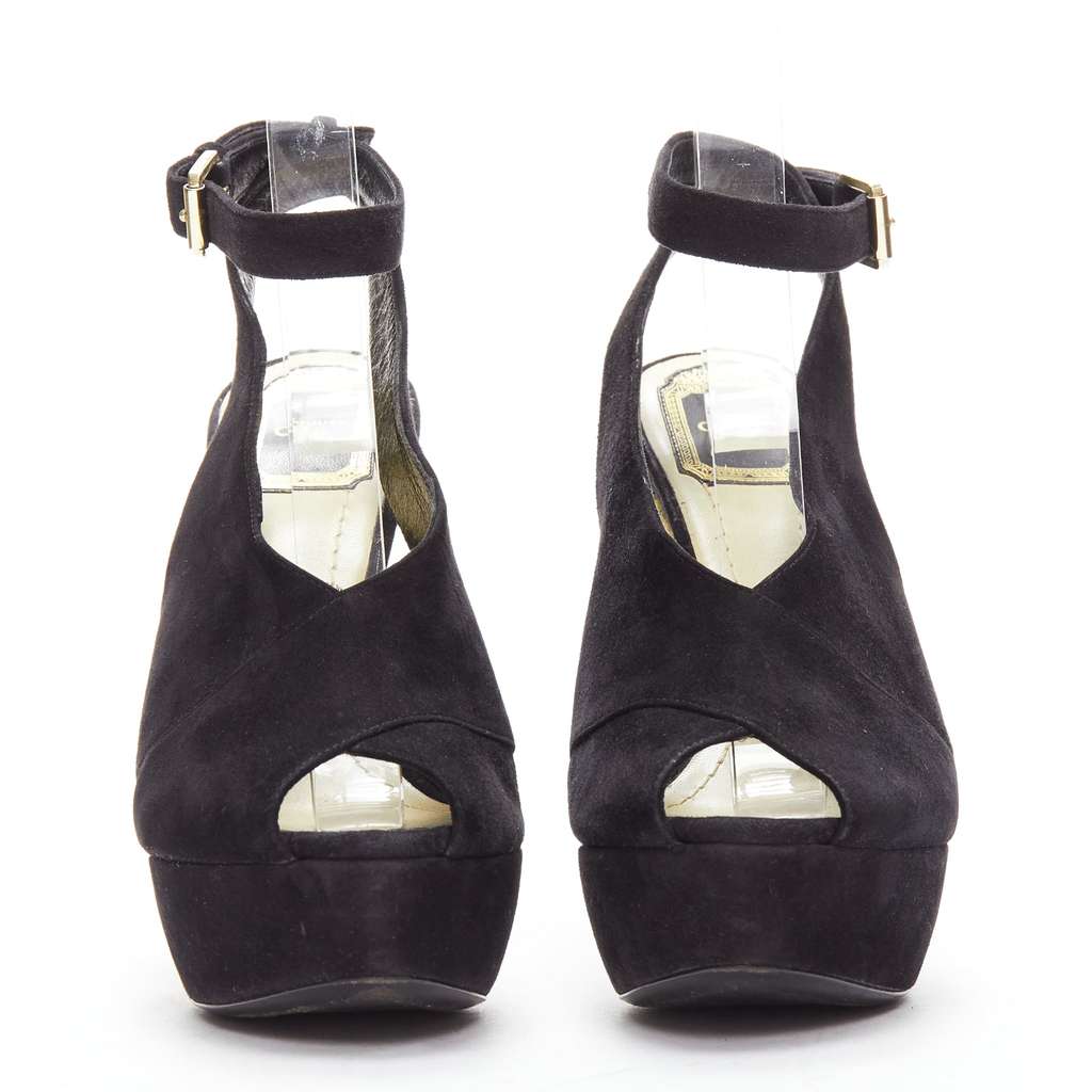 Christian Dior Scaled Platforms Black Suede Good - Inside View