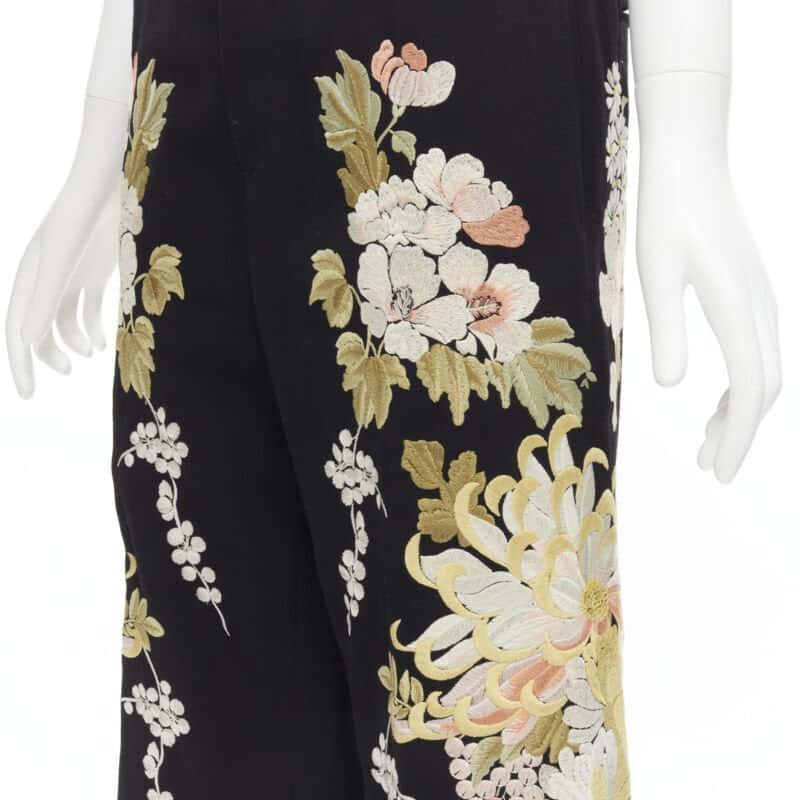 Gucci Floral Wide Pants Black Polyester Never worn - Back View