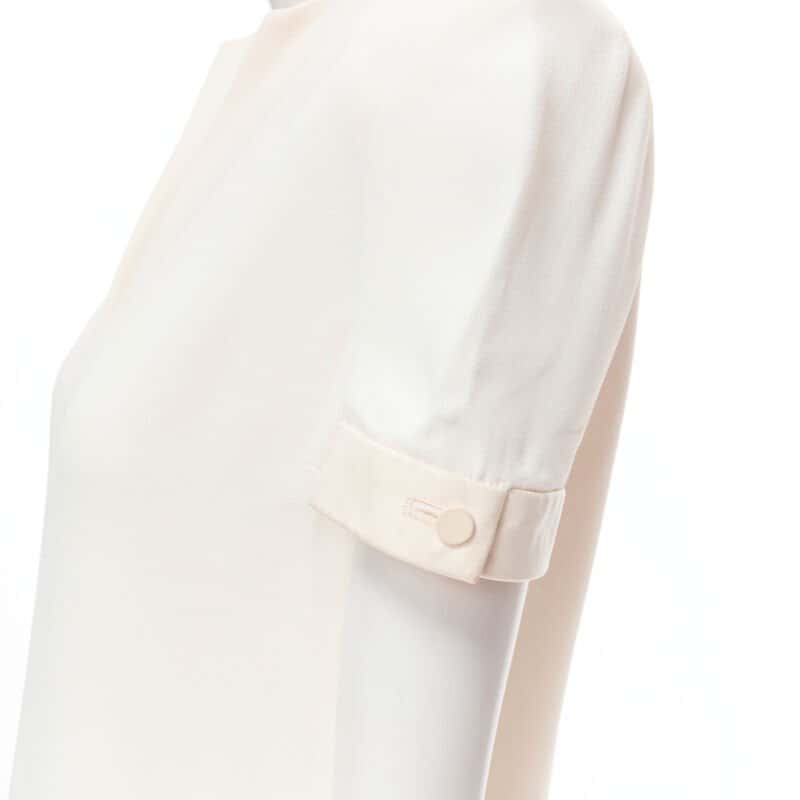 Saint Laurent Crepe Trimmed Dress Beige Very good - Back View