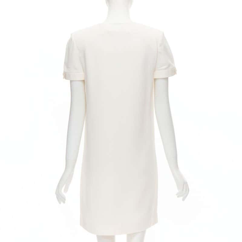 Saint Laurent Crepe Trimmed Dress Beige Very good - Box View