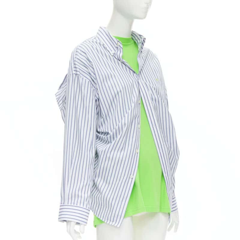 Balenciaga 2 Way Draped Top Green Cotton Very good - Model View