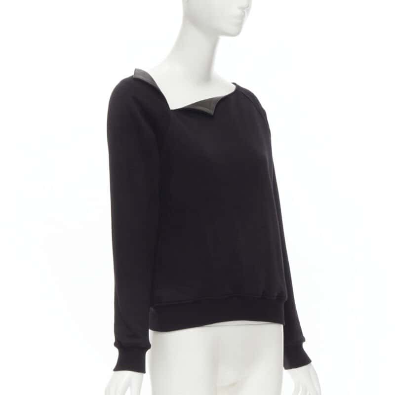 Saint Laurent Leather Collar Pullover Black Cotton Never worn - Inside View