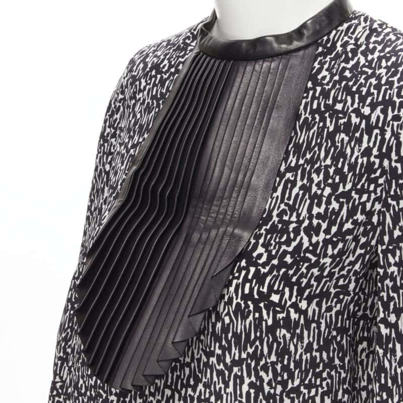 Saint Laurent Leather Bib Blouse Black Silk Very good - Back View