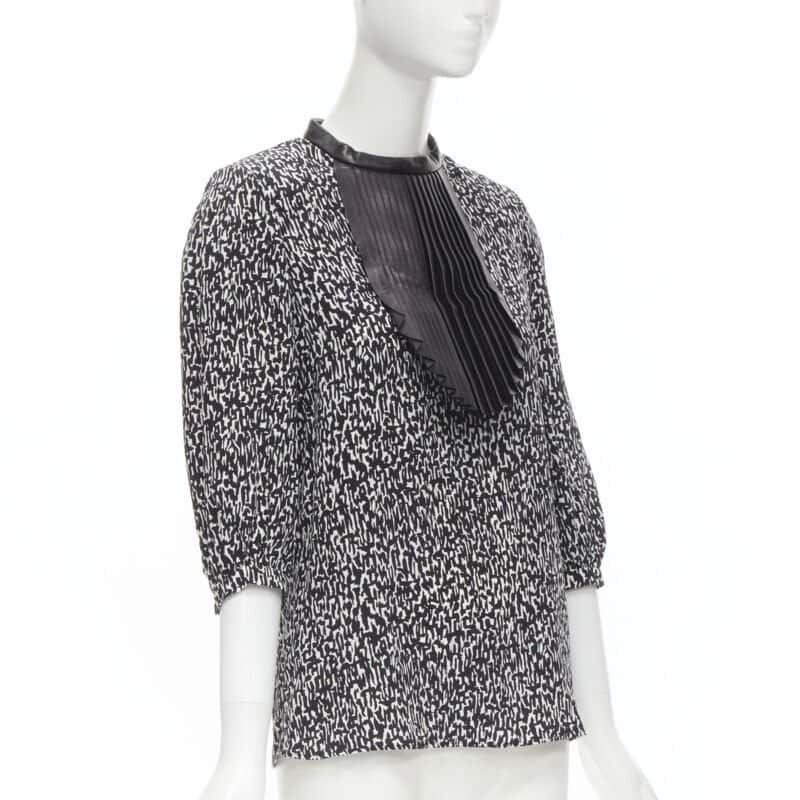 Saint Laurent Leather Bib Blouse Black Silk Very good - Inside View