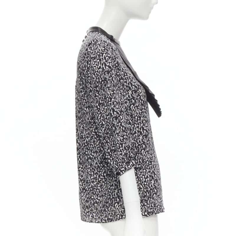 Saint Laurent Leather Bib Blouse Black Silk Very good - Model View