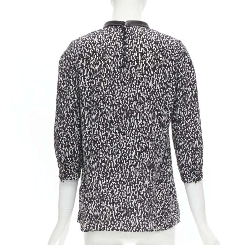 Saint Laurent Leather Bib Blouse Black Silk Very good - Box View