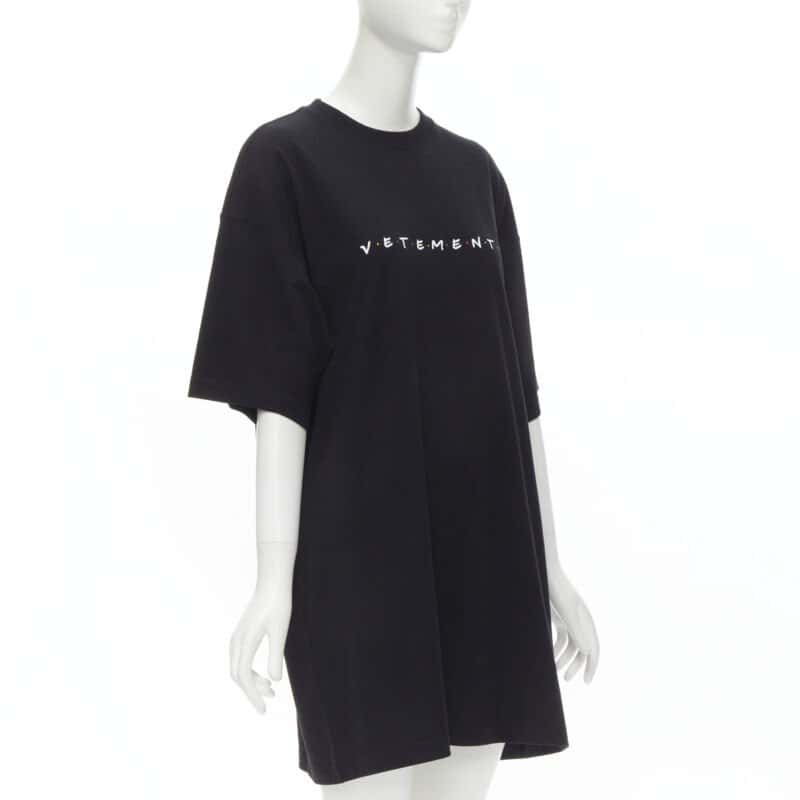 Vetements Logo T-shirt Dress Black Cotton Never worn - Inside View