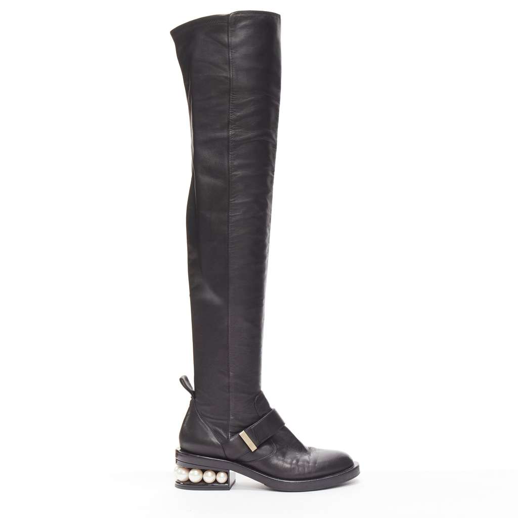 Nicholas Kirkwood Metallic Wingtip Boots Black Leather Very good - Front View