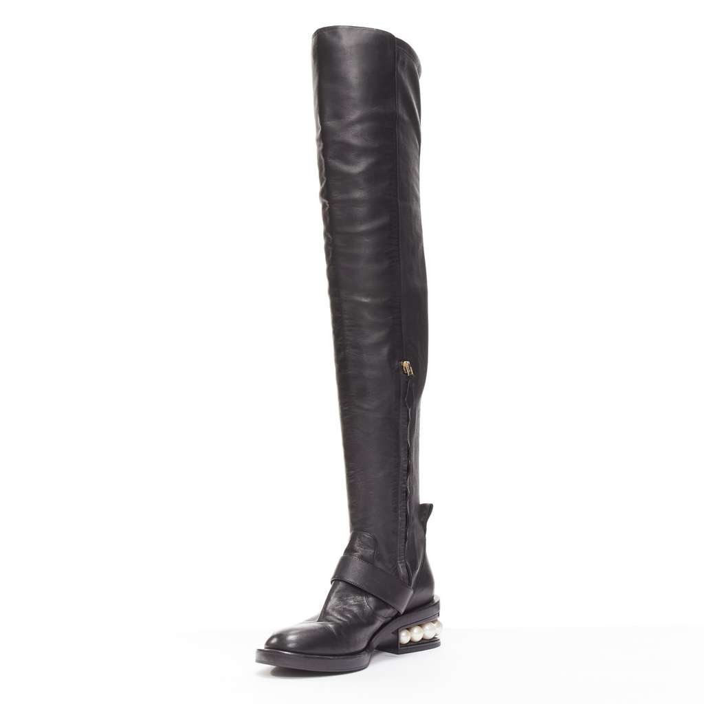 Nicholas Kirkwood Metallic Wingtip Boots Black Leather Very good - Box View