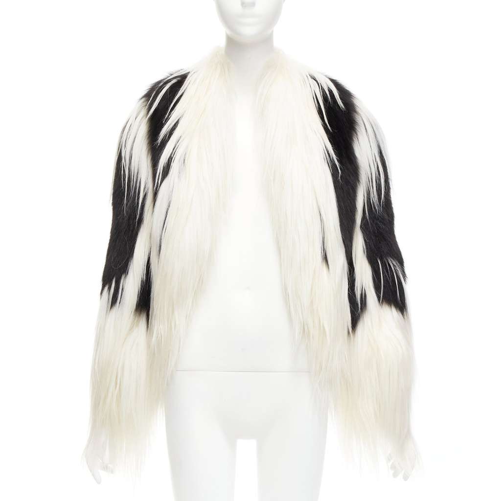 Revillon Black White Fur Coat Black Fur Never worn - Inside View