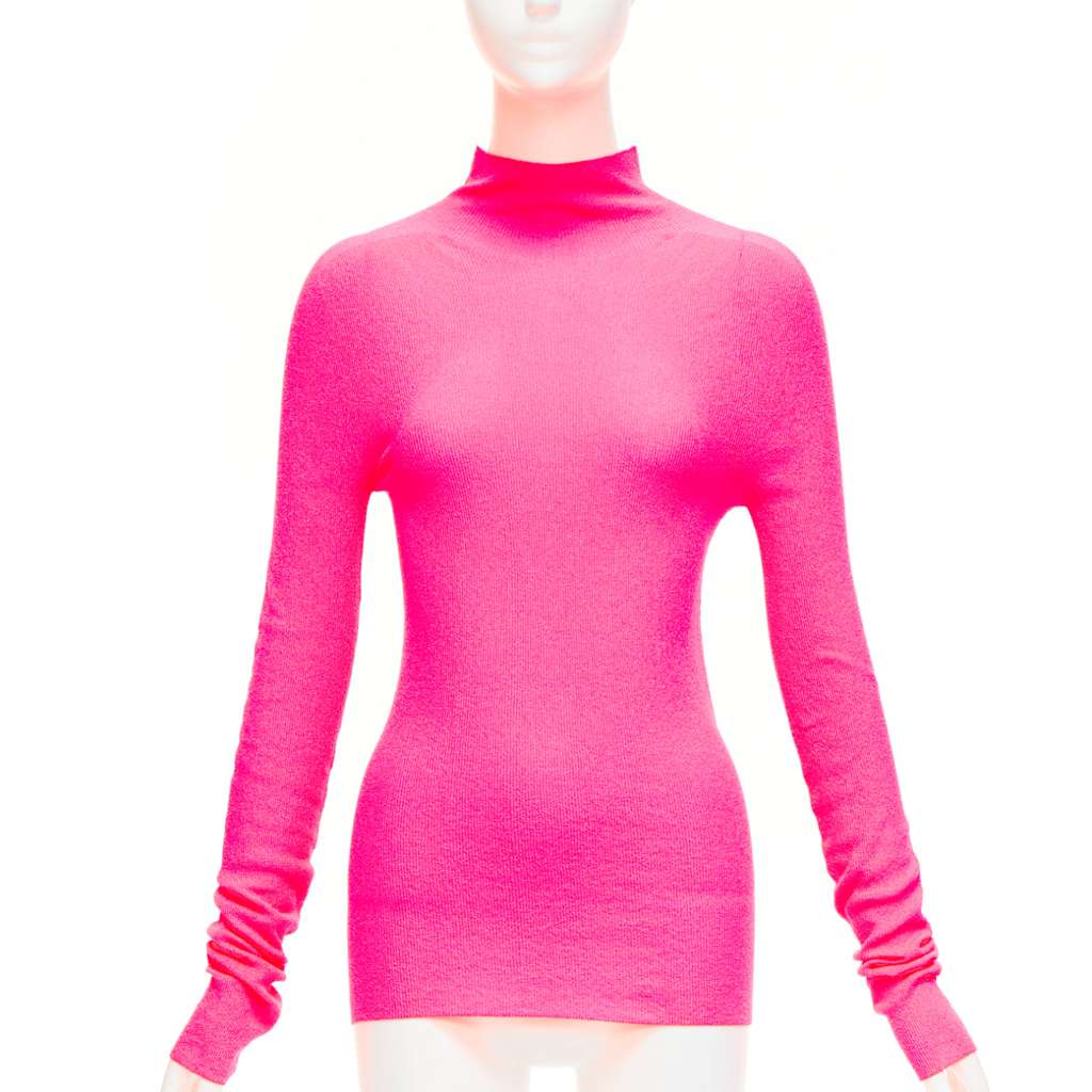 Celine Minimal Long Sleeve Top Pink Polyamide Never worn - Front View