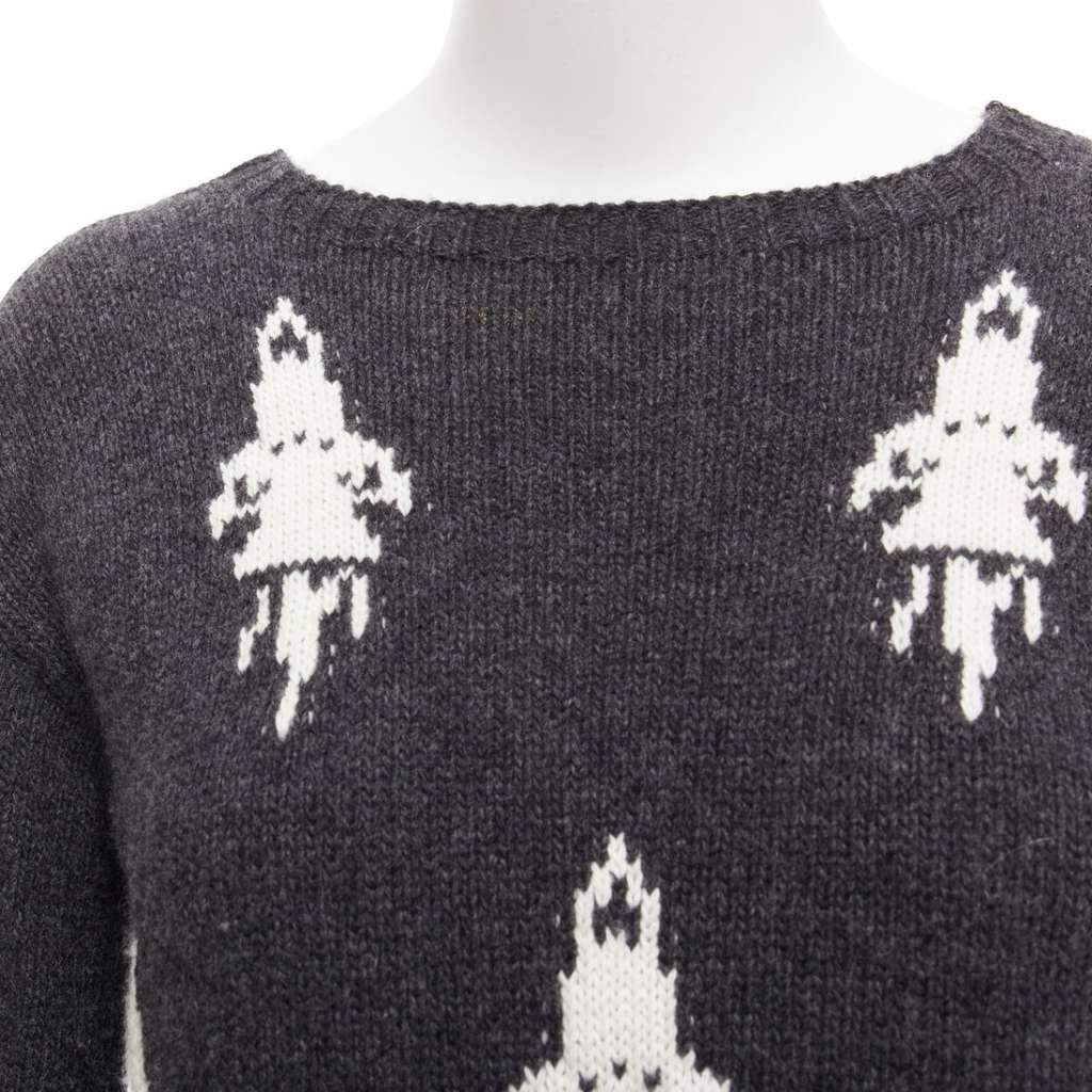 Prada Rocket Intarsia Sweater Grey Wool Never worn - Back View