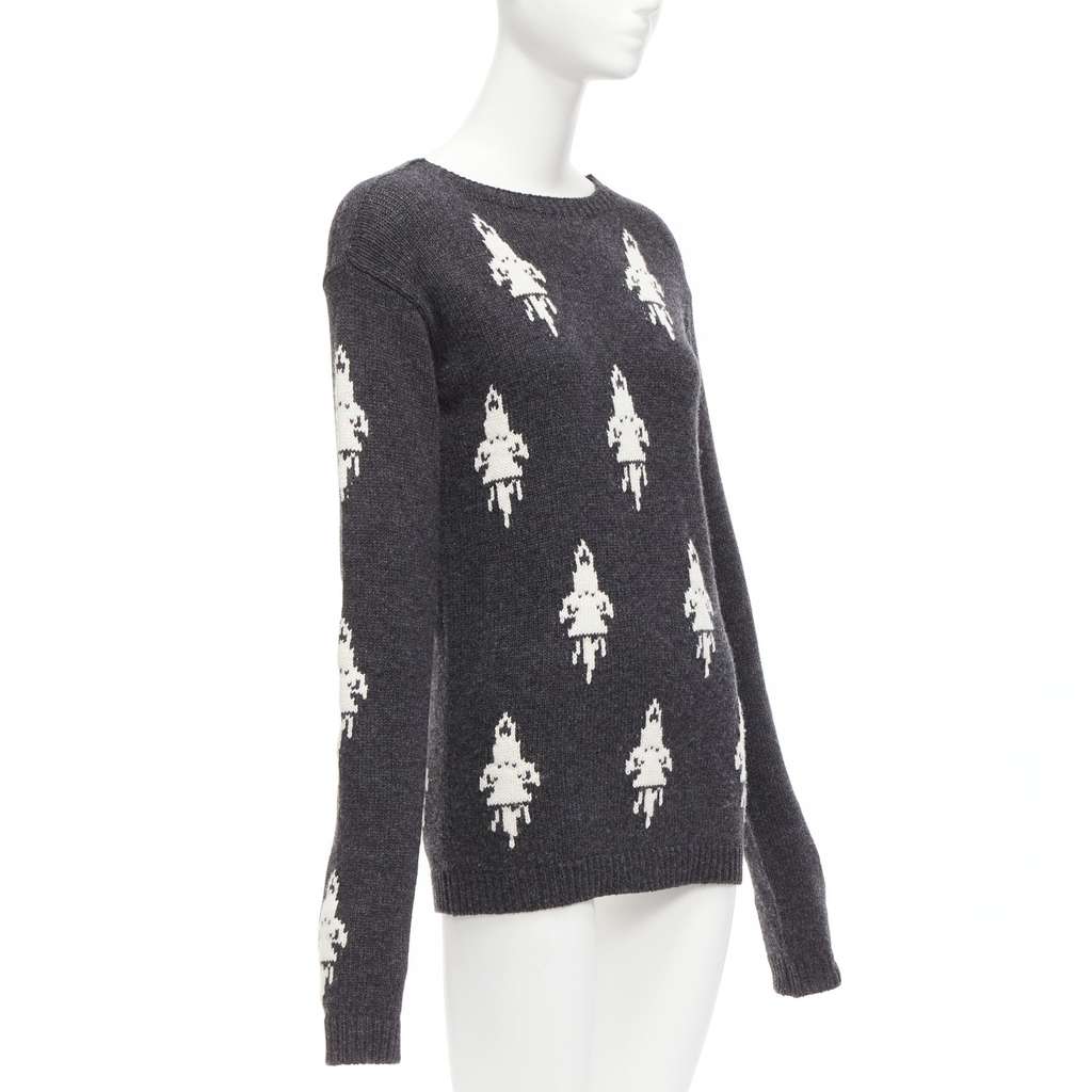 Prada Rocket Intarsia Sweater Grey Wool Never worn - Inside View
