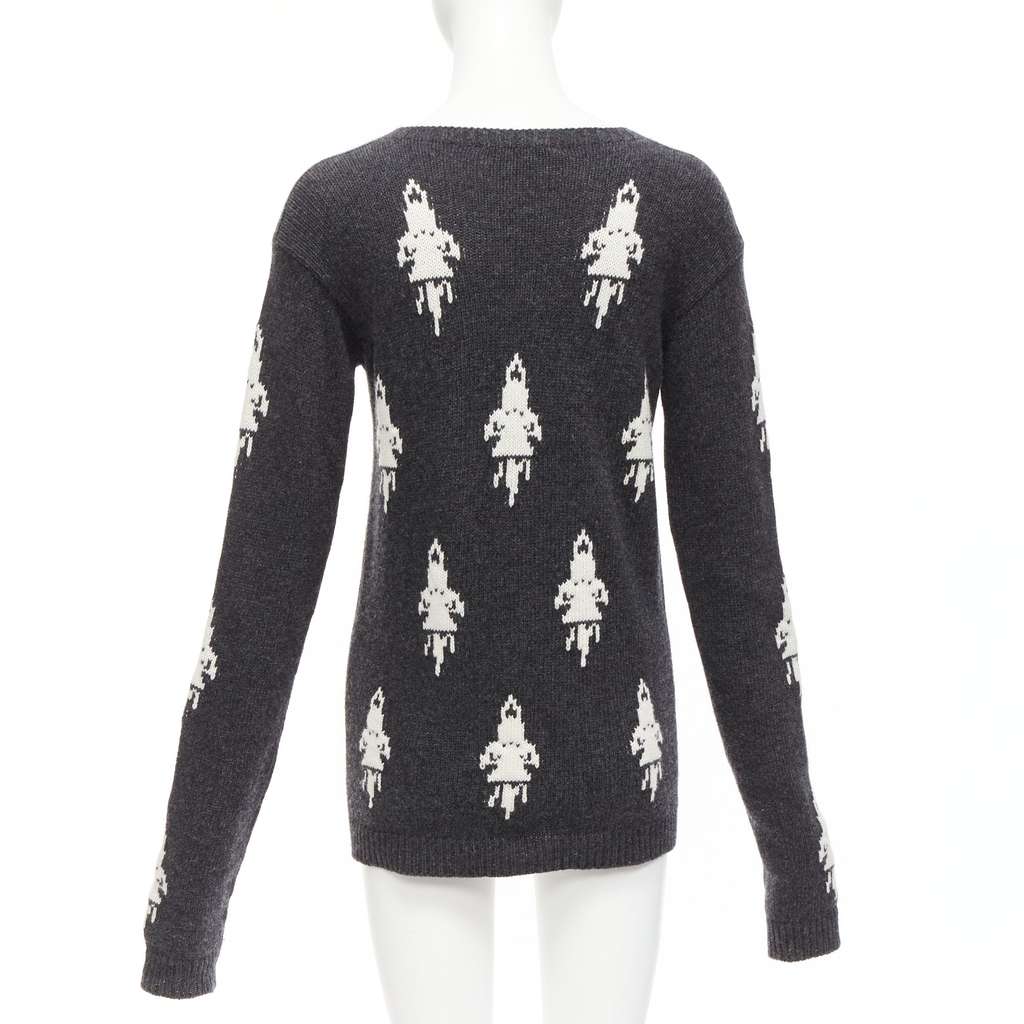 Prada Rocket Intarsia Sweater Grey Wool Never worn - Box View