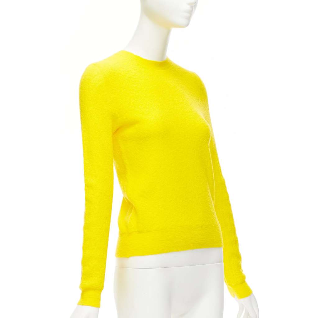 Celine Yellow Crew Neck Sweater Yellow Wool Never worn - Inside View