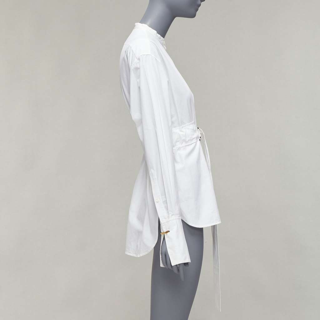 Celine D Ring Belt Shirt White Cotton Very good - Model View