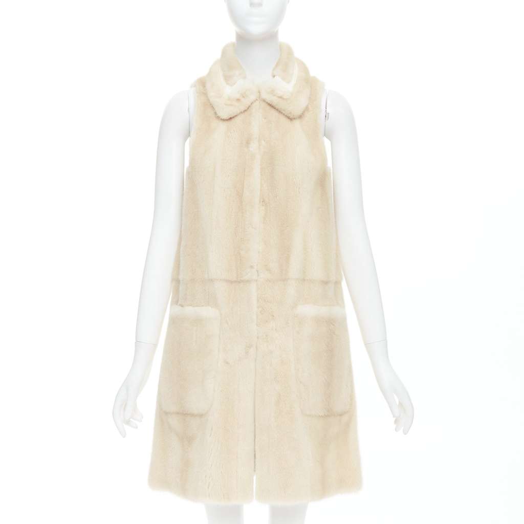 Fendi Beige Fur Metallic Vest Beige Fur Very good - Front View