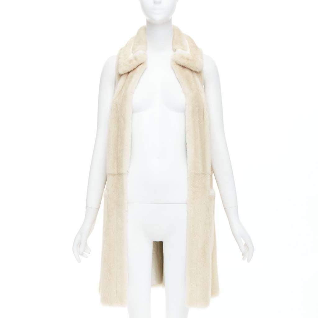 Fendi Beige Fur Metallic Vest Beige Fur Very good - Inside View