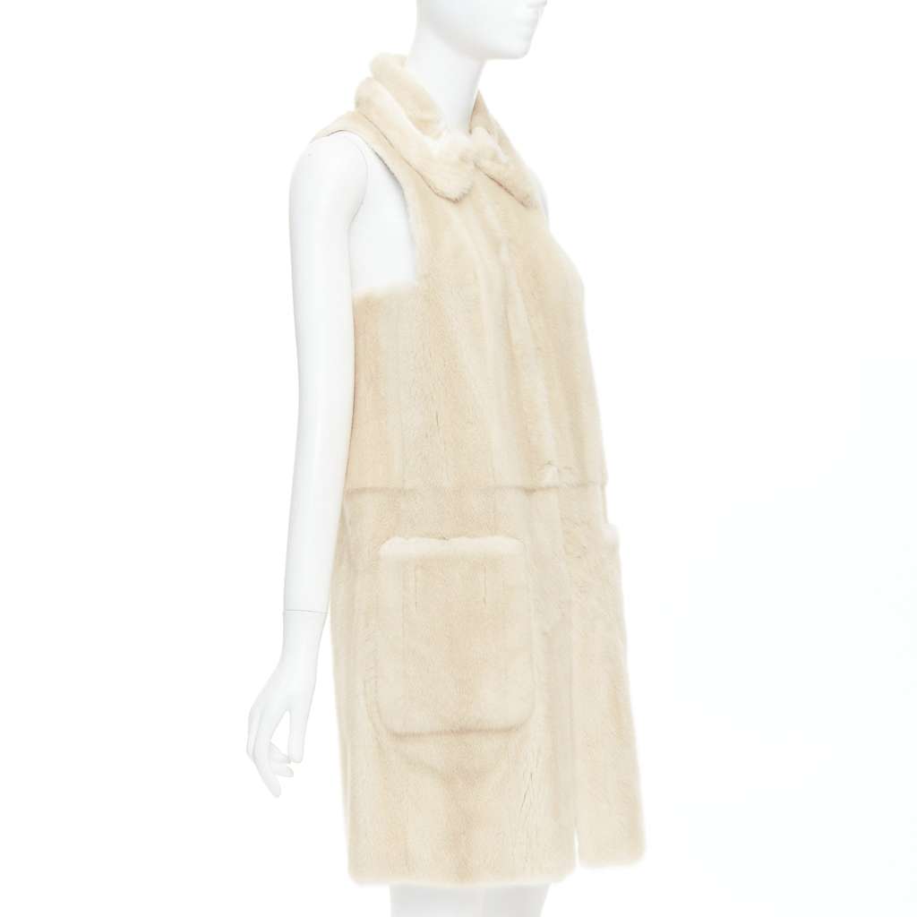 Fendi Beige Fur Metallic Vest Beige Fur Very good - Model View