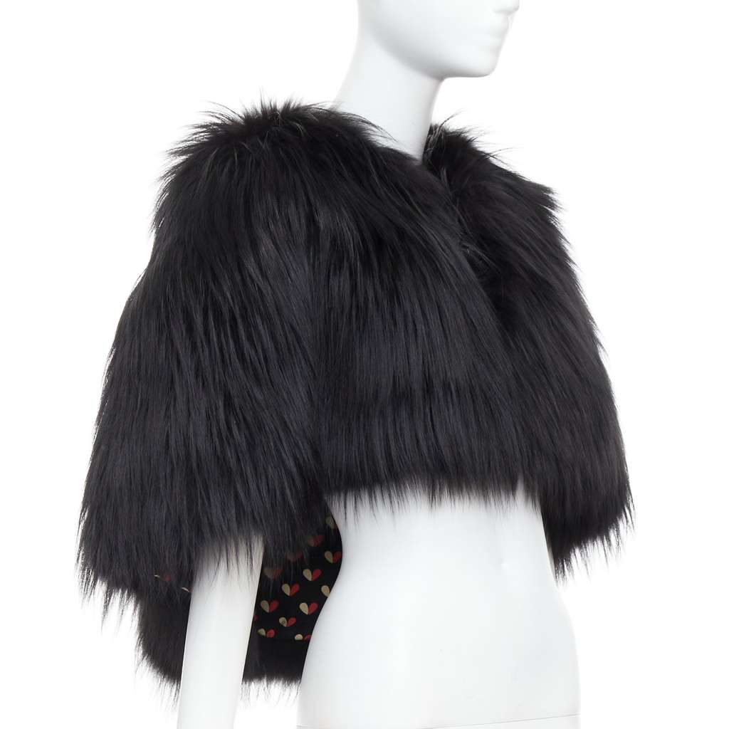 Louis Vuitton Black Fox Fur Cape Black Fur Very good - Inside View