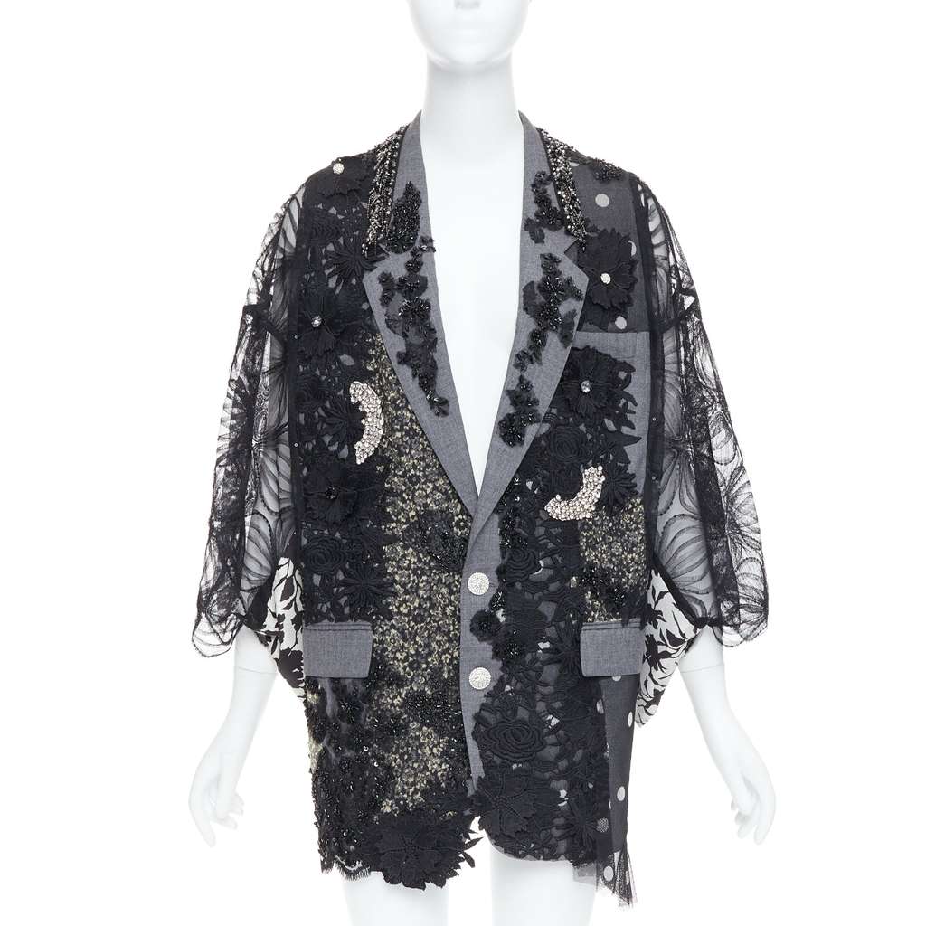 Antonio Marras Black Kimono Blazer Coat Black Wool Very good - Front View