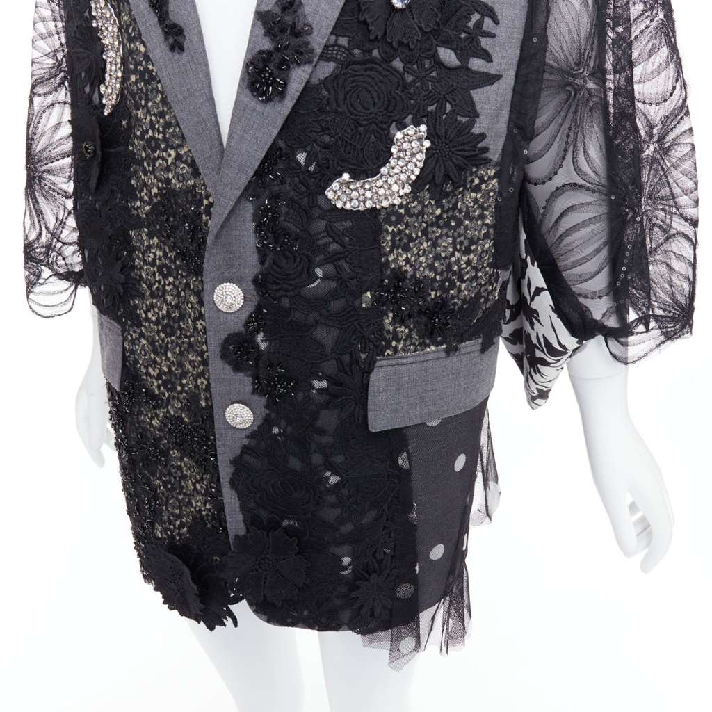 Antonio Marras Black Kimono Blazer Coat Black Wool Very good - Back View