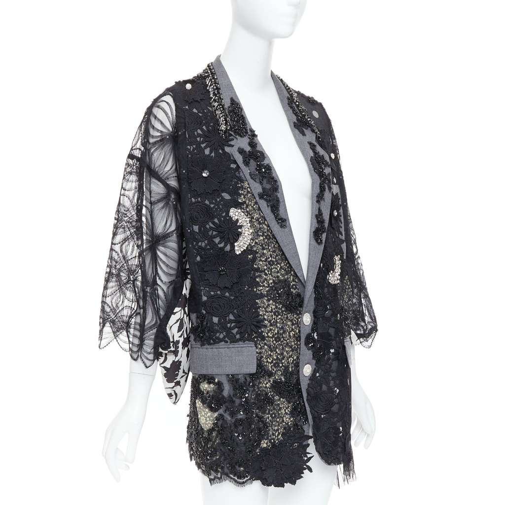 Antonio Marras Black Kimono Blazer Coat Black Wool Very good - Inside View