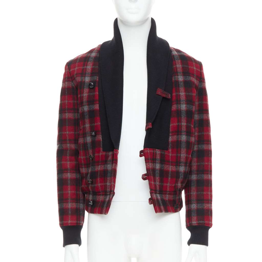 Kris Van Assche Red Wool Check Bomber Red Wool Very good - Inside View