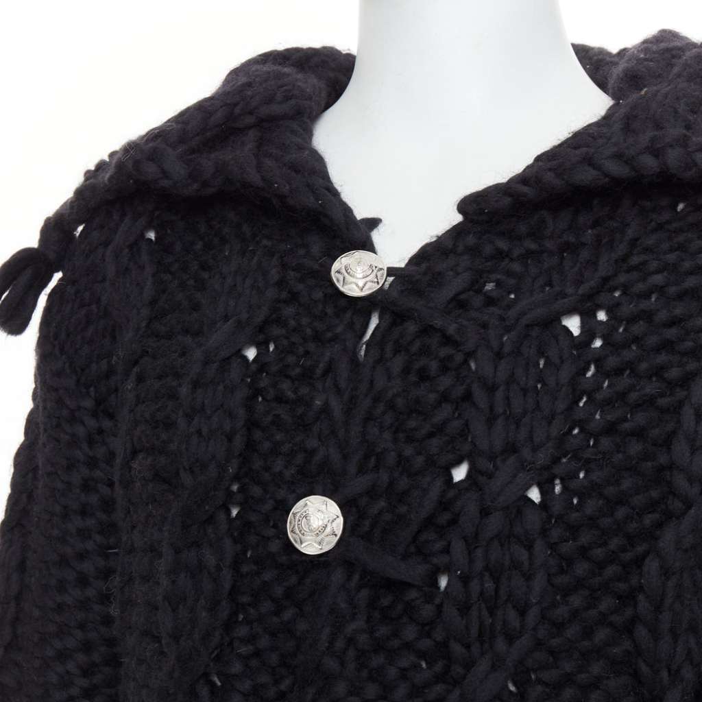 Dolce & Gabbana Chunky Knit Cardigan Black Wool Very good - Back View