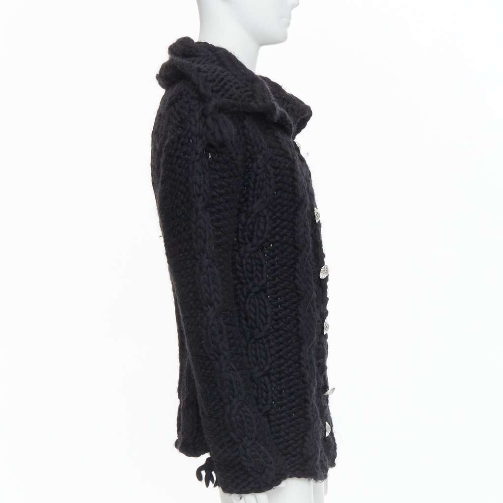 Dolce & Gabbana Chunky Knit Cardigan Black Wool Very good - Box View