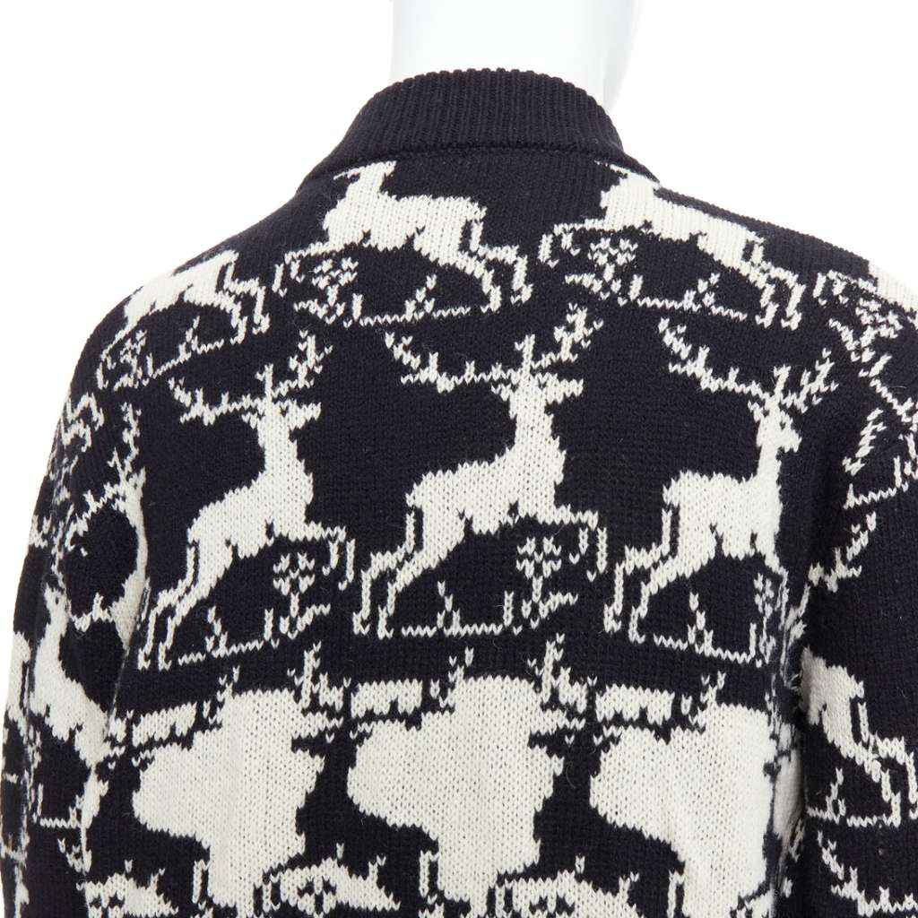 Dries Van Noten Reindeer Intarsia Jacket Black Wool Fair - Back View