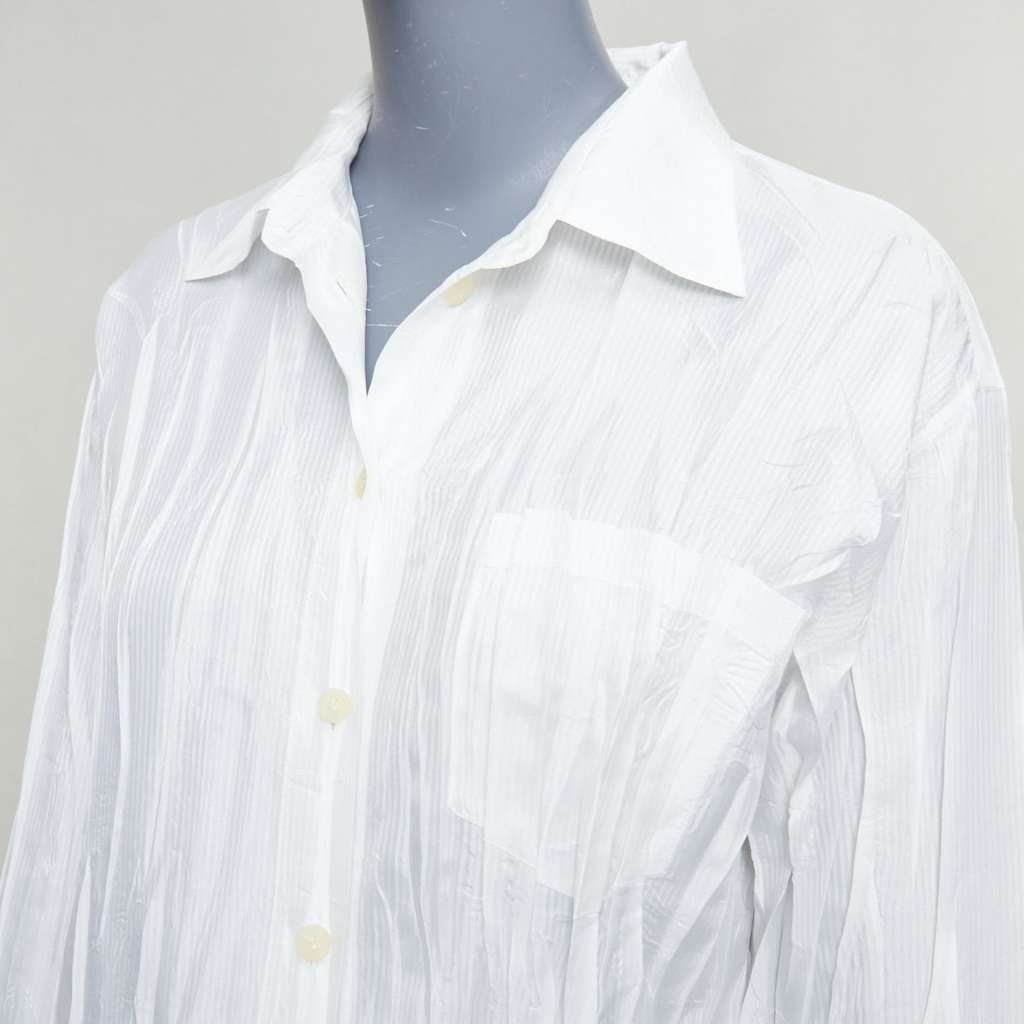 Issey Miyake Plisse Pocket Shirt White Polyester Very good - Back View