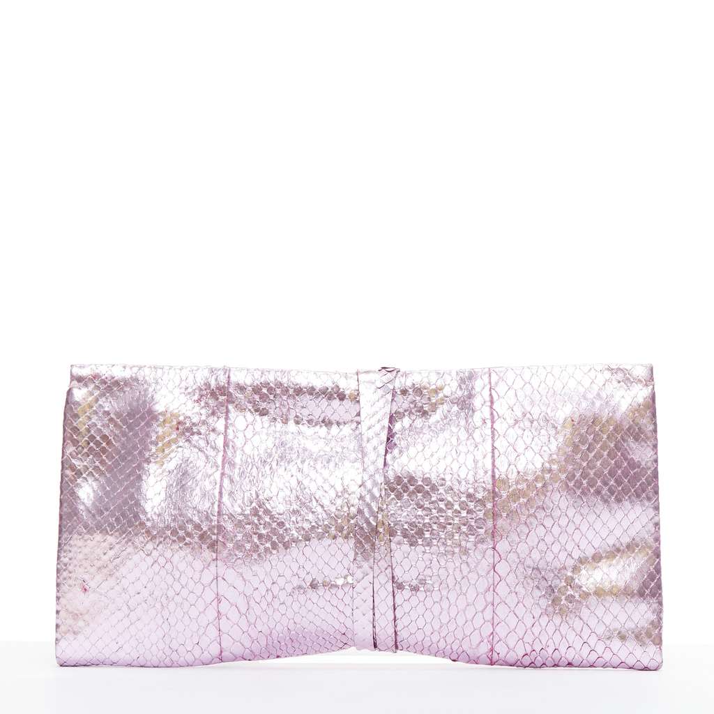 Yves Saint Laurent Purple Wraparound Clutch Pink Leather Fair condition - Model View
