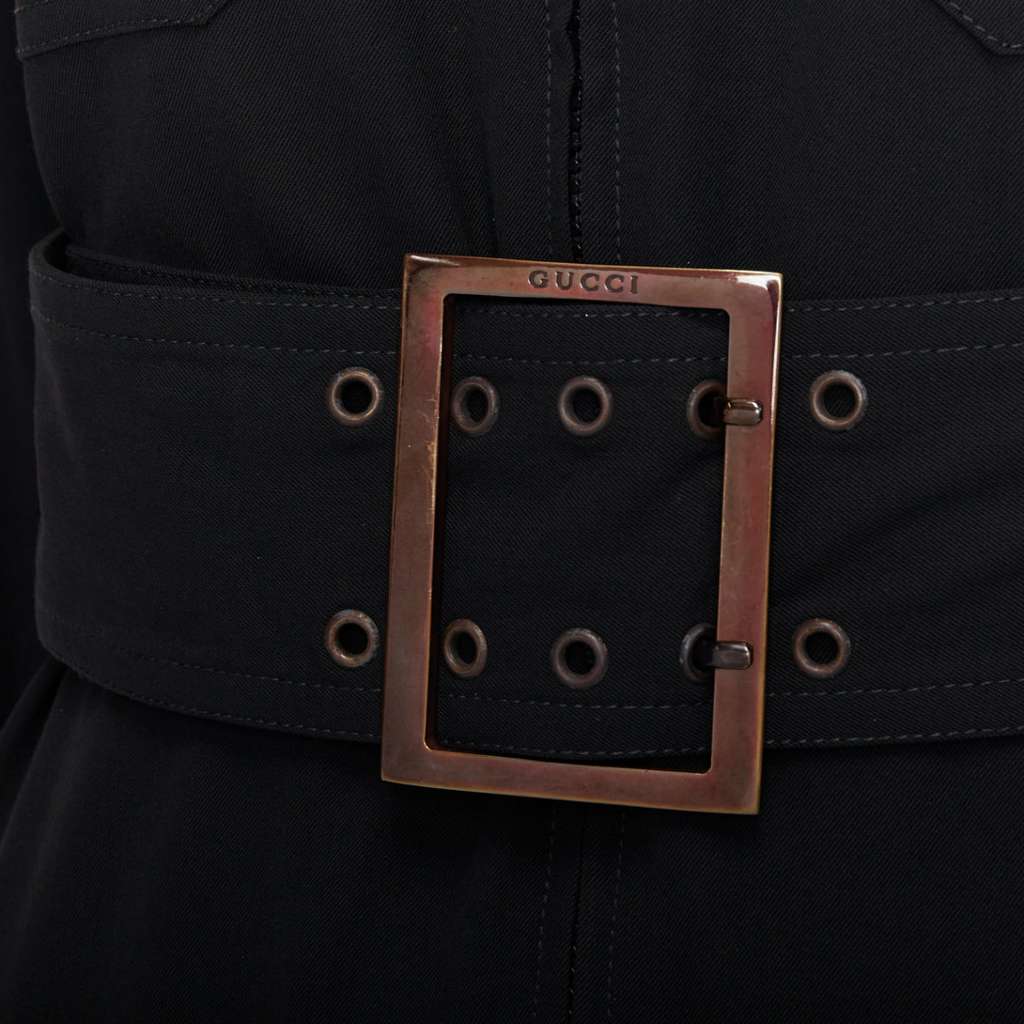 Gucci Military Safari Dress Black Wool Fair - Back View