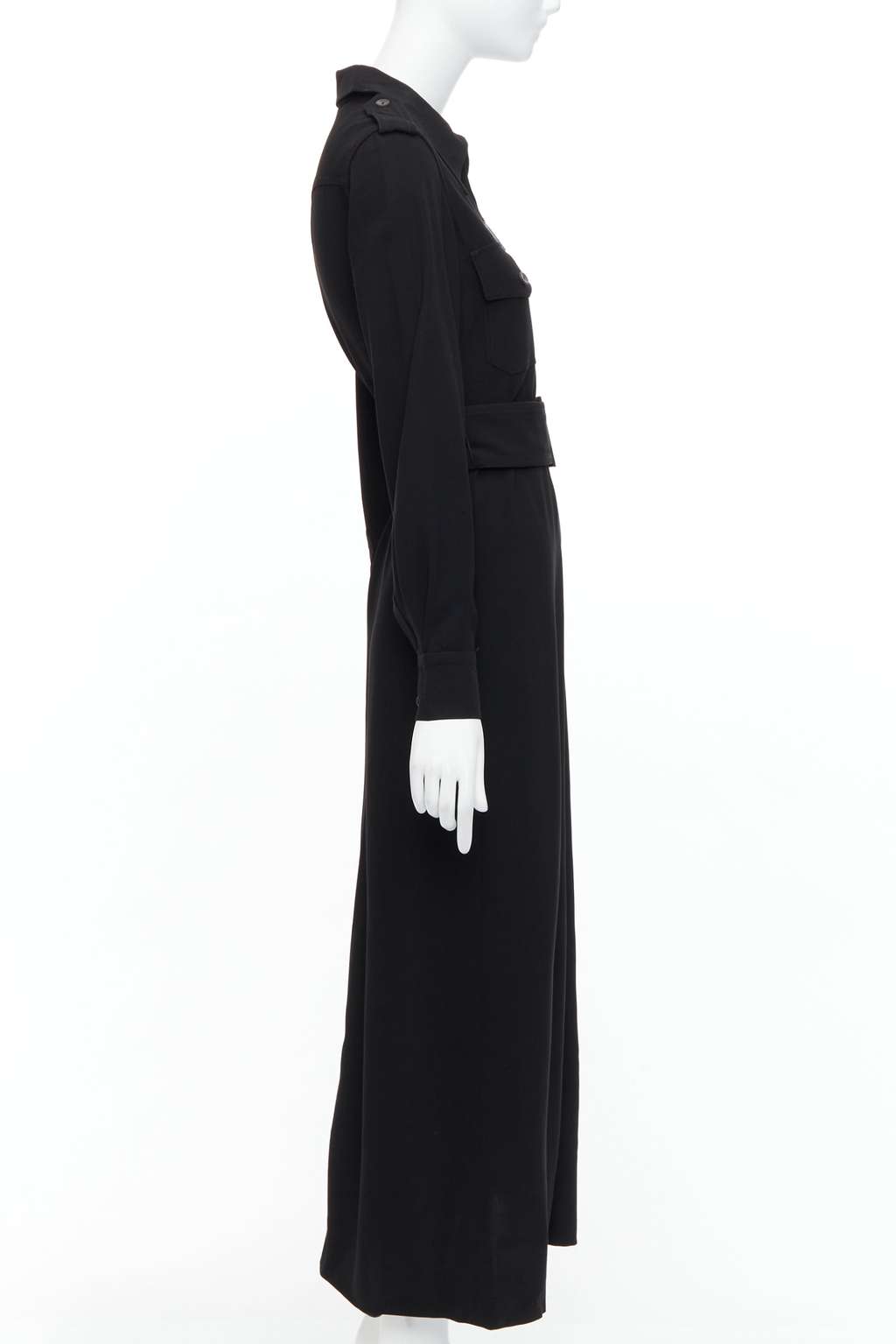 Gucci Military Safari Dress Black Wool Fair - Model View