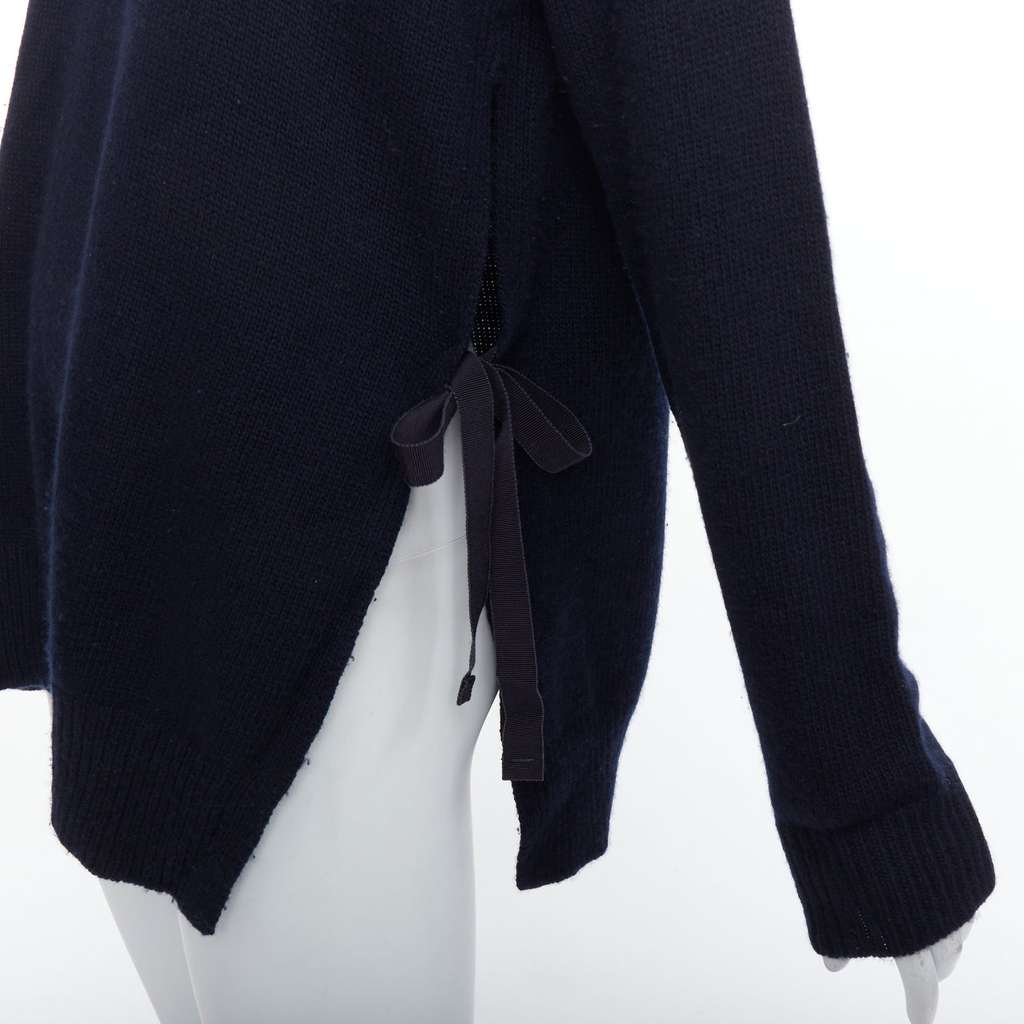 Prada Ribbon Tie Sweater Navy Fair - Back View