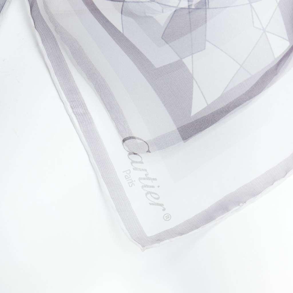 Cartier Diamond Cuts Scarf Grey Silk Never worn - Back View
