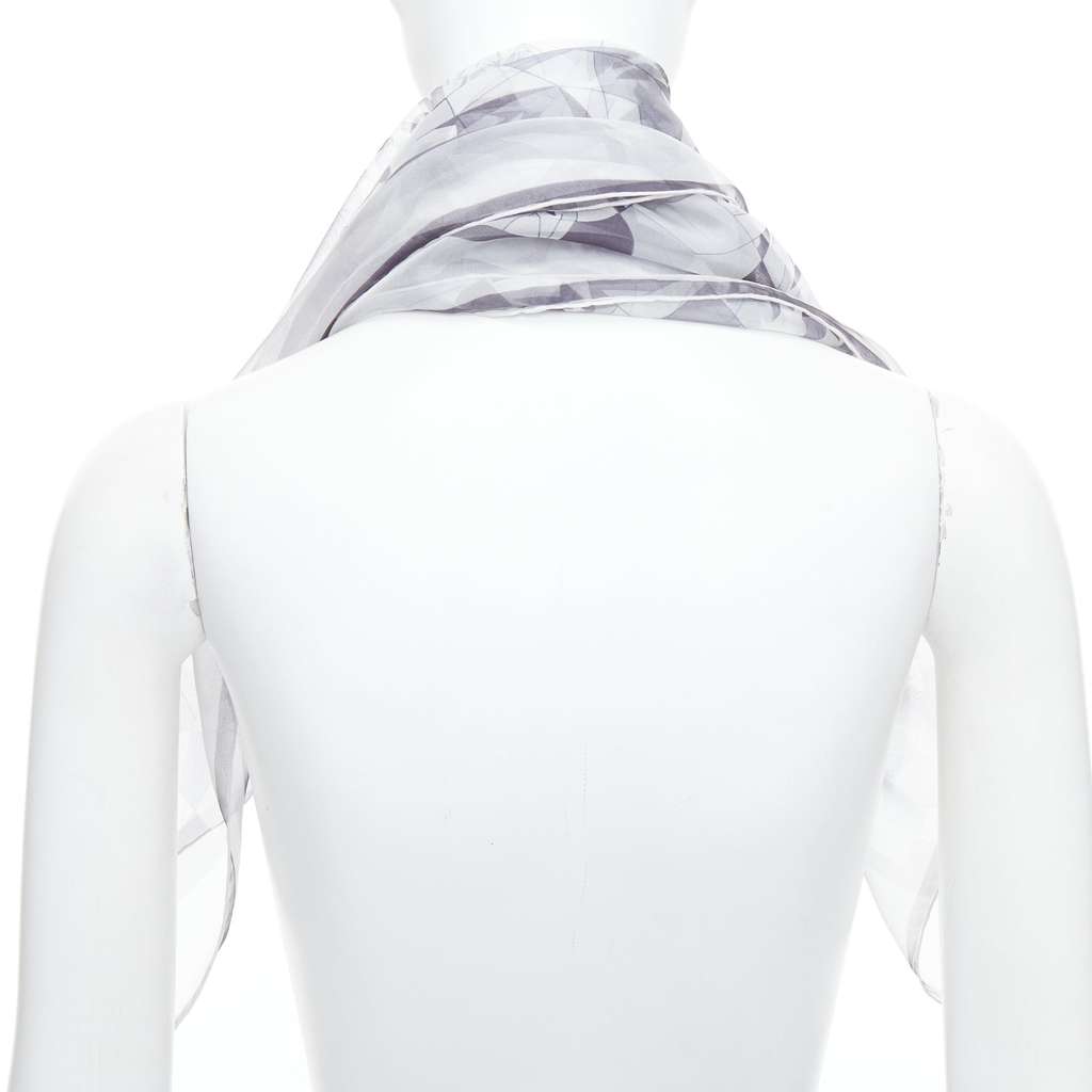 Cartier Diamond Cuts Scarf Grey Silk Never worn - Box View