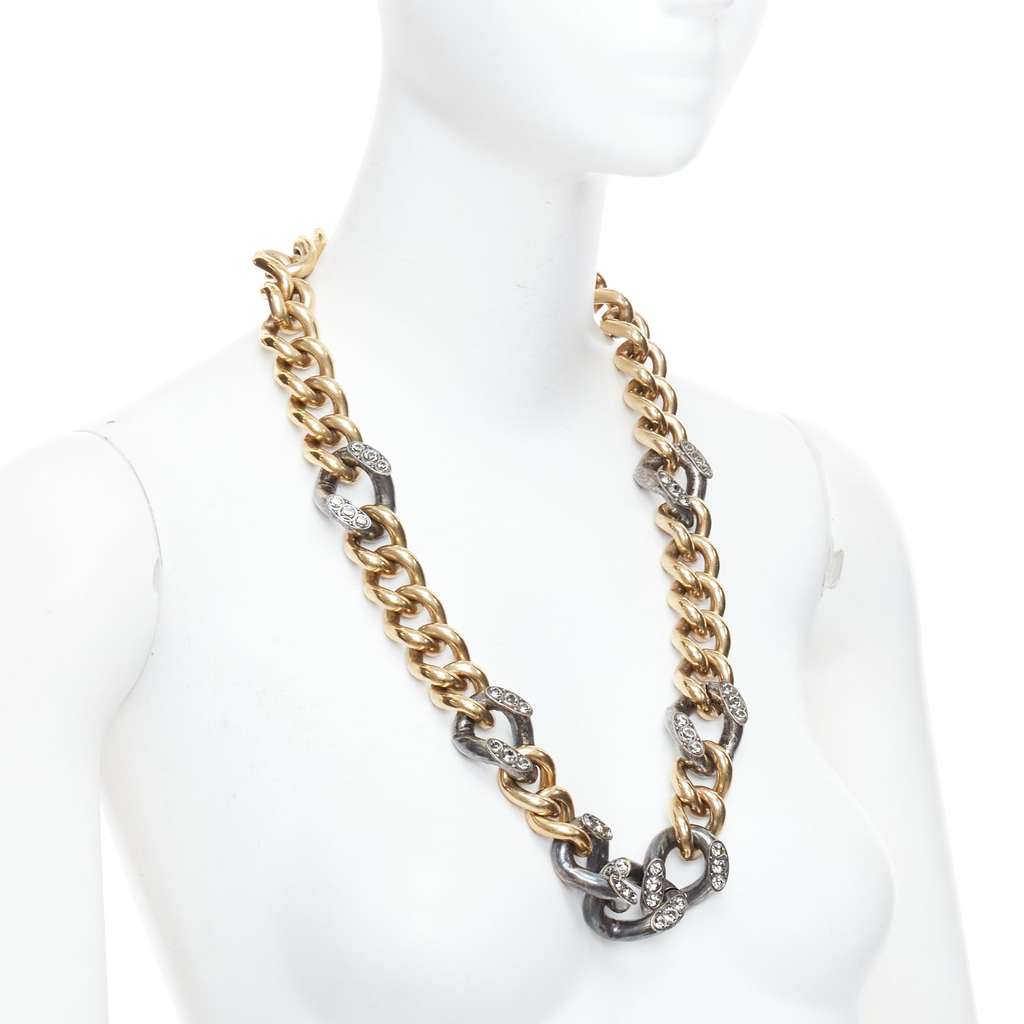 Lanvin Crystal Curb Necklace Gold Metal Very good - Inside View