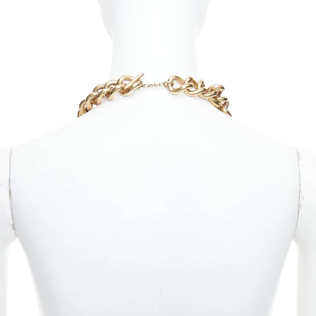 Lanvin Crystal Curb Necklace Gold Metal Very good - Box View