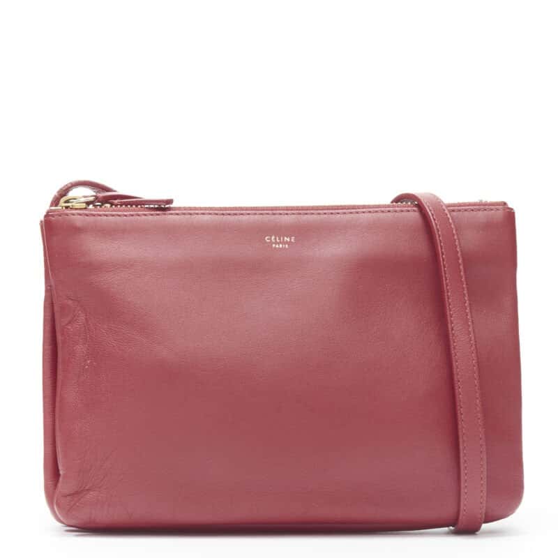 Celine Monica Lock Satchel Red Leather Good - Front View