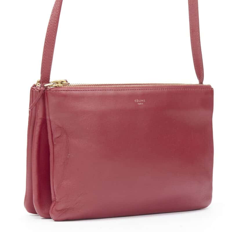Celine Monica Lock Satchel Red Leather Good - Inside View
