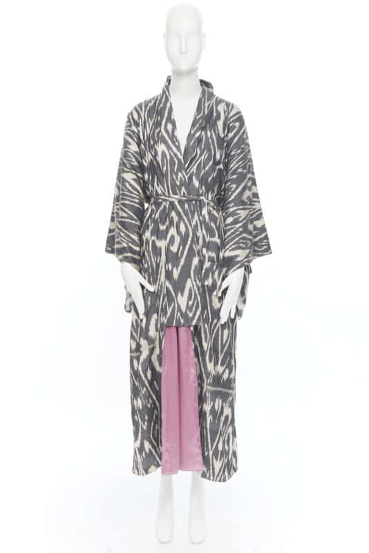 Oscar De La Renta Brown Leopard Silk Kimono Brown Silk Very good - Inside View