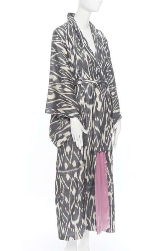 Oscar De La Renta Brown Leopard Silk Kimono Brown Silk Very good - Box View