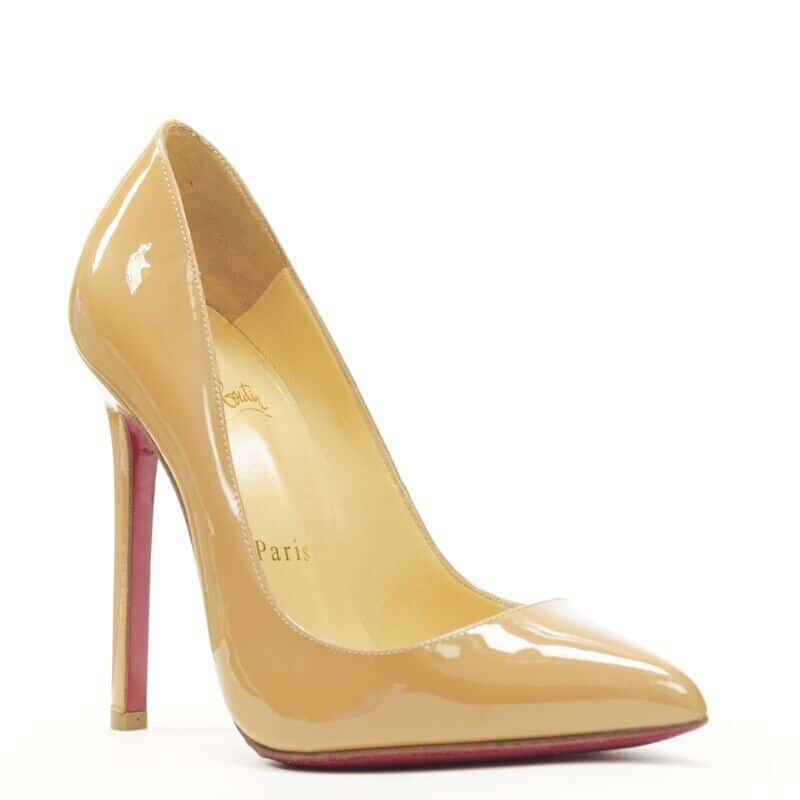Christian Louboutin Patent Pigalle Heels Beige Very good - Back View