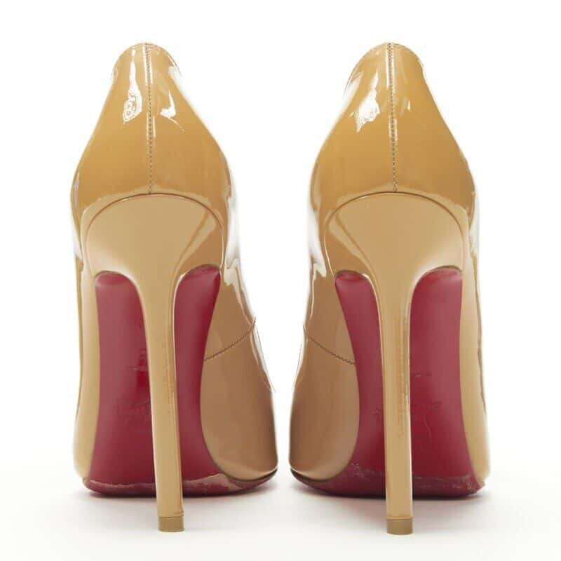 Christian Louboutin Patent Pigalle Heels Beige Very good - Box View