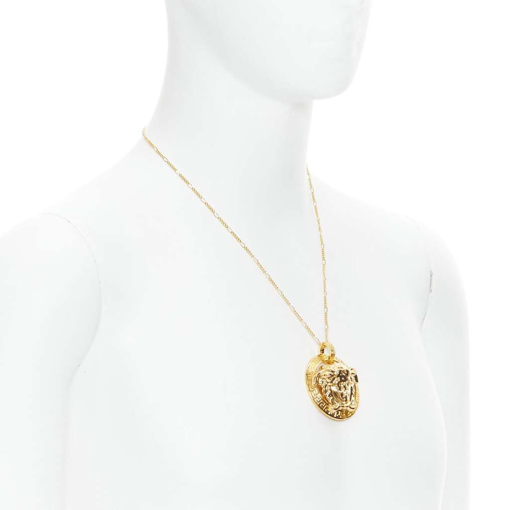 Versace Medusa Coin Necklace Gold Metal Never worn, with tag - Inside View
