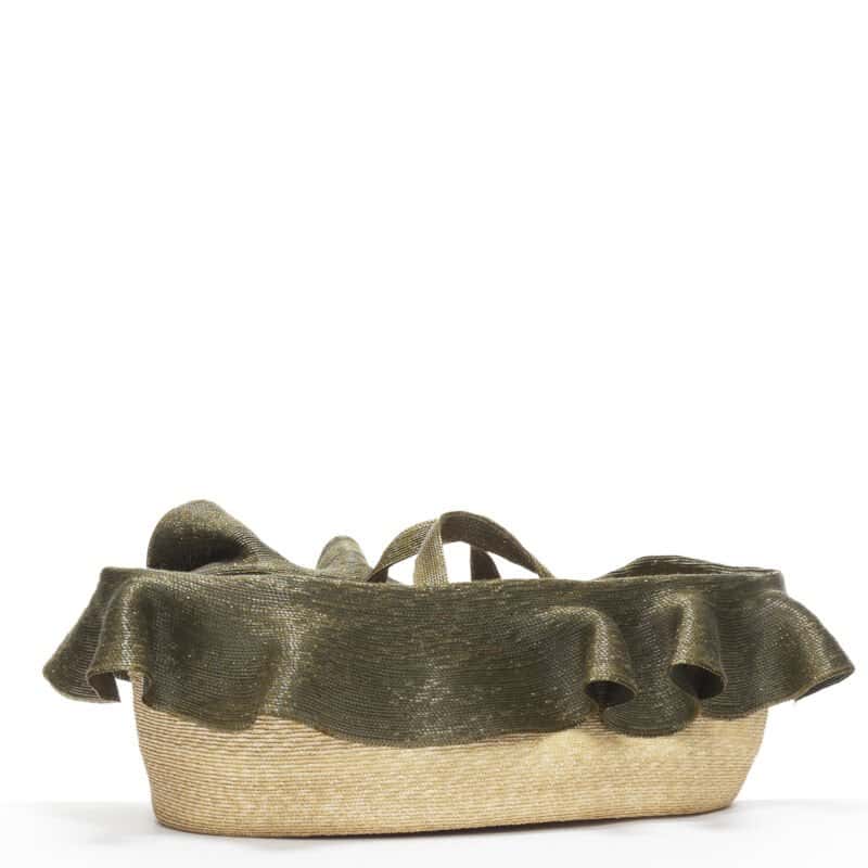 Rosie Assoulin Jug Raffia Basket Brown Never worn, with tag - Inside View